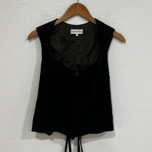 Anne Fontaine Elegant Dark Brown Velvet Sleeveless Blouse Vest